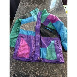 Vintage Andy Johns Multicolor Shoulder Pads Windbreaker/Ski Jacket Retro S.
